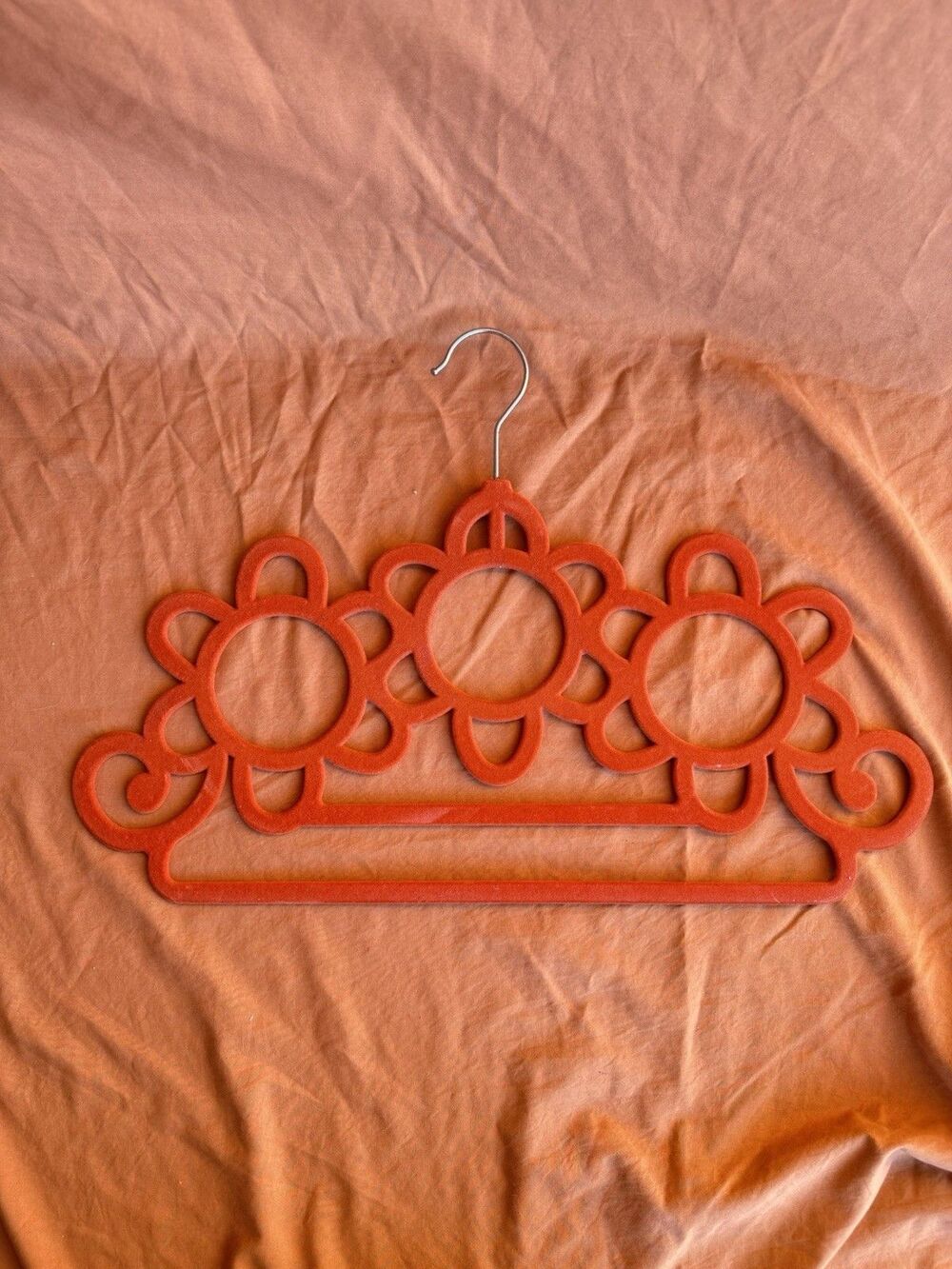 groovy orange tri flower clothing hanger made of felt